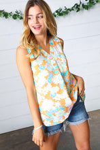 Load image into Gallery viewer, Tangerine Floral Banded V Neck Sleeveless Top