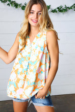 Load image into Gallery viewer, Tangerine Floral Banded V Neck Sleeveless Top