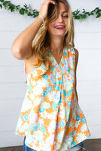 Load image into Gallery viewer, Tangerine Floral Banded V Neck Sleeveless Top
