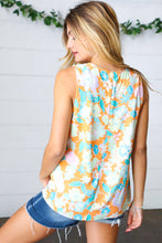 Load image into Gallery viewer, Tangerine Floral Banded V Neck Sleeveless Top