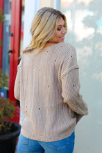 Load image into Gallery viewer, Dueling Dreams Taupe Distressed V Neck Sweater