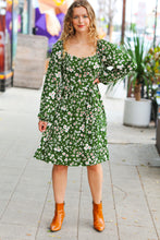 Load image into Gallery viewer, Positive Perceptions Olive Ditsy Floral Square Neck Dress