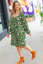 Load image into Gallery viewer, Positive Perceptions Olive Ditsy Floral Square Neck Dress