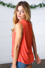Load image into Gallery viewer, Orange-Red Embroidery Lace Edge Yoke Top