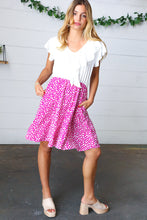 Load image into Gallery viewer, Fuchsia Leopard Two Fer Ruffle V Neck Woven Dress