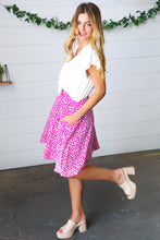 Load image into Gallery viewer, Fuchsia Leopard Two Fer Ruffle V Neck Woven Dress