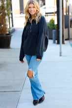 Load image into Gallery viewer, Charcoal Half Zip Hacci Pullover Sweater