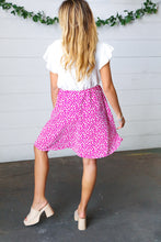 Load image into Gallery viewer, Fuchsia Leopard Two Fer Ruffle V Neck Woven Dress