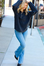 Load image into Gallery viewer, Charcoal Half Zip Hacci Pullover Sweater