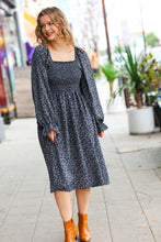 Load image into Gallery viewer, Keep You Close Black Smocking Ditsy Floral Woven Dress