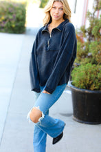 Load image into Gallery viewer, Charcoal Half Zip Hacci Pullover Sweater