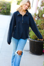 Load image into Gallery viewer, Charcoal Half Zip Hacci Pullover Sweater