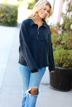 Load image into Gallery viewer, Charcoal Half Zip Hacci Pullover Sweater