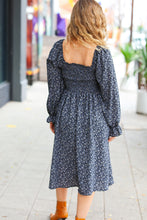 Load image into Gallery viewer, Keep You Close Black Smocking Ditsy Floral Woven Dress