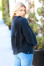 Load image into Gallery viewer, Charcoal Half Zip Hacci Pullover Sweater