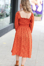 Load image into Gallery viewer, Keep You Close Rust Smocking Ditsy Floral Woven Dress