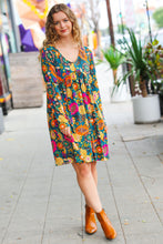 Load image into Gallery viewer, All About It Teal Vibrant Floral Pocketed Dress