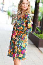 Load image into Gallery viewer, All About It Teal Vibrant Floral Pocketed Dress
