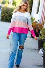 Load image into Gallery viewer, Ivory &amp; Fuchsia Color Block Hacci Top