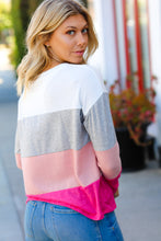 Load image into Gallery viewer, Ivory &amp; Fuchsia Color Block Hacci Top