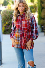 Load image into Gallery viewer, Terracotta &amp; Mustard Plaid Color Block Babydoll Top