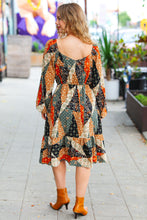 Load image into Gallery viewer, Feeling Bold Taupe &amp; Chocolate Boho Patchwork Midi Dress