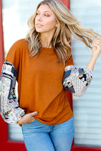 Load image into Gallery viewer, Ginger Hacci Drop Shoulder Paisley Bubble Sleeve Top