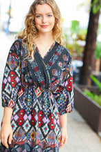 Load image into Gallery viewer, Straight To My Heart Charcoal Boho Paisley Surplice Dress