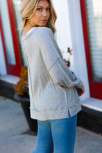 Load image into Gallery viewer, Heather Grey Drop Shoulder Bubble Sleeve Outseam Top