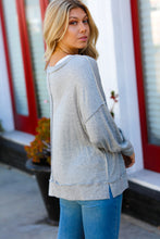 Load image into Gallery viewer, Heather Grey Drop Shoulder Bubble Sleeve Outseam Top
