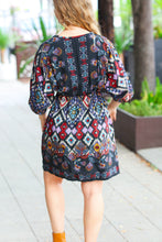 Load image into Gallery viewer, Straight To My Heart Charcoal Boho Paisley Surplice Dress