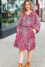 Load image into Gallery viewer, Ruffles &amp; Champagne Fuchsia Dot Tie V Neck Ruffle Dress