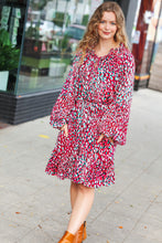 Load image into Gallery viewer, Ruffles &amp; Champagne Fuchsia Dot Tie V Neck Ruffle Dress