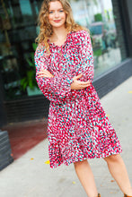 Load image into Gallery viewer, Ruffles &amp; Champagne Fuchsia Dot Tie V Neck Ruffle Dress