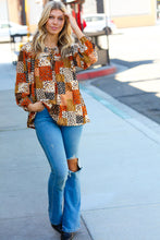 Load image into Gallery viewer, Rust &amp; Taupe Multi Leopard Patchwork Tie String Top