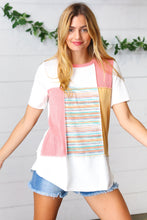 Load image into Gallery viewer, Coral Color Block Patchwork Out Seam Top