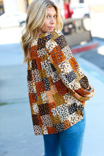 Load image into Gallery viewer, Rust &amp; Taupe Multi Leopard Patchwork Tie String Top