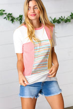 Load image into Gallery viewer, Coral Color Block Patchwork Out Seam Top