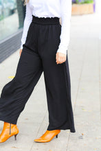 Load image into Gallery viewer, Relaxed Fun Black Smocked Waist Palazzo Pants