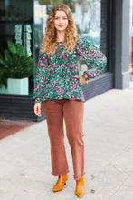 Load image into Gallery viewer, In My Thoughts Hunter Green Floral Babydoll Top