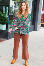 Load image into Gallery viewer, In My Thoughts Hunter Green Floral Babydoll Top