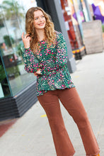 Load image into Gallery viewer, In My Thoughts Hunter Green Floral Babydoll Top
