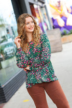 Load image into Gallery viewer, In My Thoughts Hunter Green Floral Babydoll Top