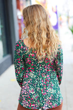 Load image into Gallery viewer, In My Thoughts Hunter Green Floral Babydoll Top