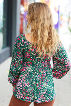 Load image into Gallery viewer, In My Thoughts Hunter Green Floral Babydoll Top