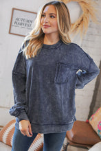 Load image into Gallery viewer, Blackberry Acid Wash Cotton Pullover with Side Pockets
