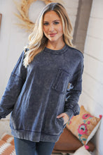 Load image into Gallery viewer, Blackberry Acid Wash Cotton Pullover with Side Pockets