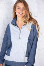 Load image into Gallery viewer, Cotton French Terry Zip Up Color Block Pullover