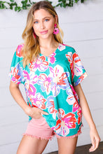 Load image into Gallery viewer, Ocean &amp; Lavender Tropical Floral V Neck Top