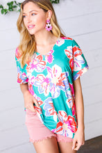 Load image into Gallery viewer, Ocean &amp; Lavender Tropical Floral V Neck Top